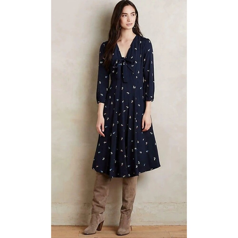 Anthropologie 11.1 Tylho Acadie Tie-Neck Dress Size L